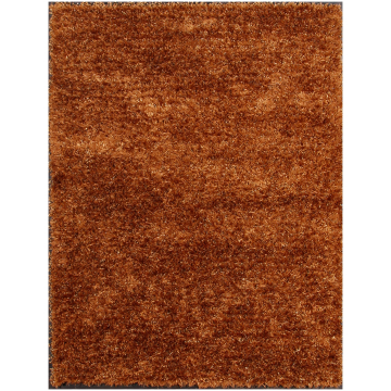 Modern Shag Hand Woven Rust Polyester Rug 5' x 8'