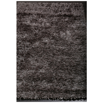 Modern Shag Hand Woven Black Polyester Rug 3'1" x 4'10"