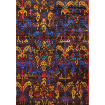 ABC Eros Sari Silk Ikat Brown Hand Knotted Rug 6' x 9'