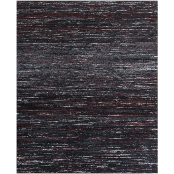 Tussar Sari Silk Solid Black Handmade Area Rug