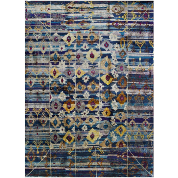 ABC Ethos Sari Silk Hand Knotted Blue Gold Rug 9' x 12'