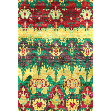 Sari Silk Ikat Multi Hand Knotted Rug 5' x 8'