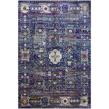 Tribal Ikat Sari Silk Hand Knotted Blue Rug 