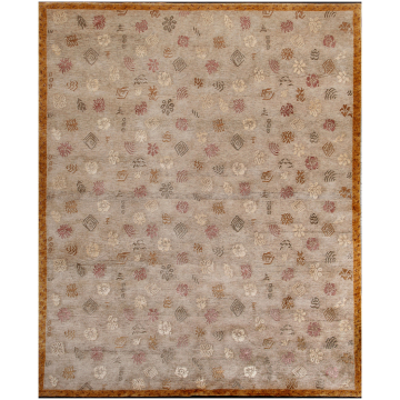 Opera Country & Floral Hand Knotted Beige Wool Rug 9' x 12'