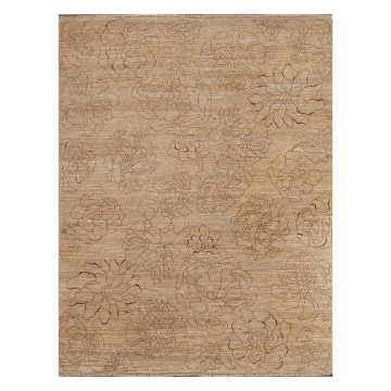 Dedar Peruvian Country & Floral Gold Hand Knotted Wool Silk Area Rug 8' x 10'