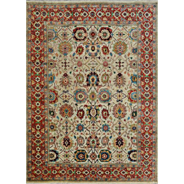 Rugsville Ivory Antique Serapi Luxury Wool Hand Knotted Rug 70958
