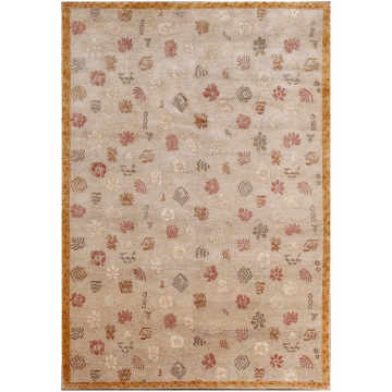 Laka Armani Beige Gold wool & silk Rug 3118