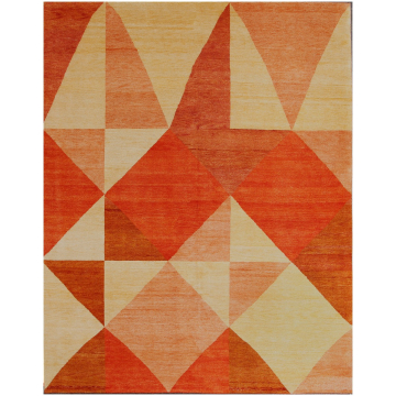  Gabbeh Rust Gold Hand Knotted Wool Modern Rug 13215