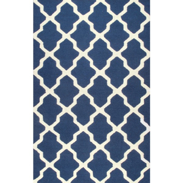 Moroccan Trellis Handmade Blue Wool Area Rug 8' x 10'