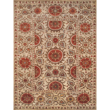  Suzani Beige Wool Rug 12112