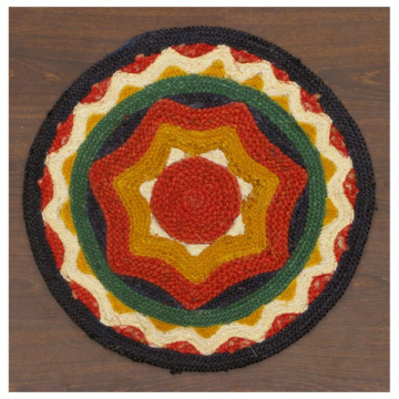 Southwestern Braided Wool Jute Handmade Round Rug 13529 2' x 2'