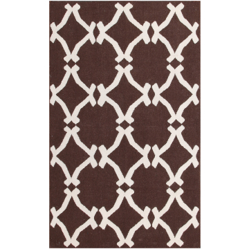 Cora Modern Hand Woven Brown Wool Kilim Rug