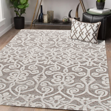 ABC Transitional Boro Floral Hand Knotted Beige Wool Area Rug 5' x 8'