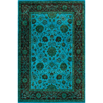 Vintage Overdyed Aqua Wine Hand Knotted Wool Area Rug 4' x 6'