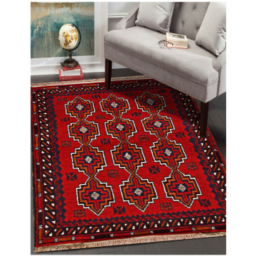Antique Persian Nee Tribal Red Hand Knotted Wool Rug 3' X 4' 7''