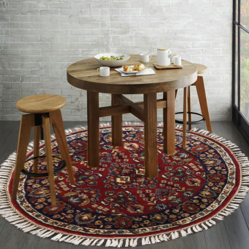 ABC Red Persian Tabriz Round Blue Wool Oriental Rug 3'3 x 3'3