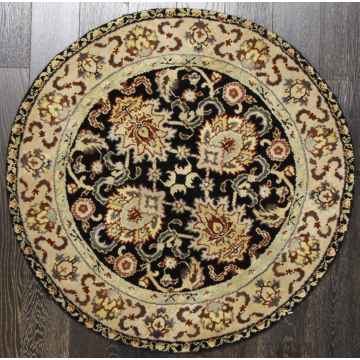 ABC Oriental Treasure Black Persian Hand Knotted Round Rug 4' x 4'