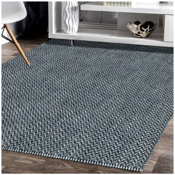 ABC Duran Modern Geometric Blue Handmade Faltweave  Wool Rug 63014