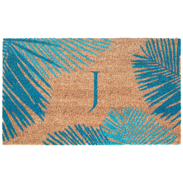 Liora Manne Dwell Palm Border Outdoor Mat Blue J 24"x36"