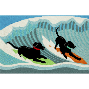 Liora Manne Frontporch Surfing Dogs Indoor/Outdoor Rug