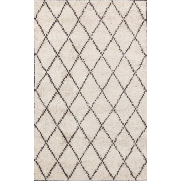 Rina Beni Ourain Moroccan Diamond Ivory Handmade Wool Area Rug