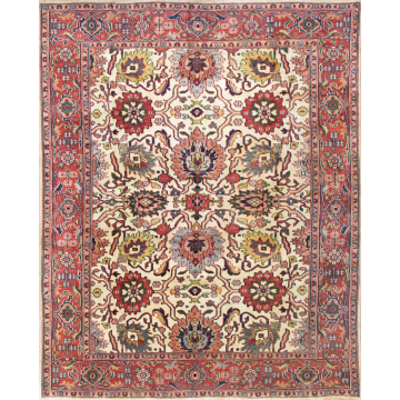 Fia Hand-Knotted Ivory Rust Tribal Persian Rug – Sultanabad Design