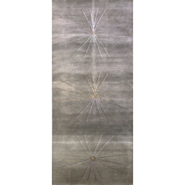 Designer Mud art Gray Wool silk Runner rug  2'6" x 8'